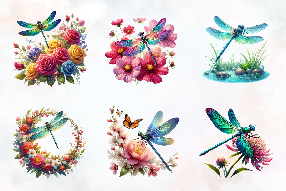 Summer Dragonfly Garden Clipart, an Illustration by RobertsArt (Photo 7 of 7)