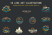 Nature outdoor logo lineart mountain, an Object Graphic by youken (Thumbnail 1 of 4)
