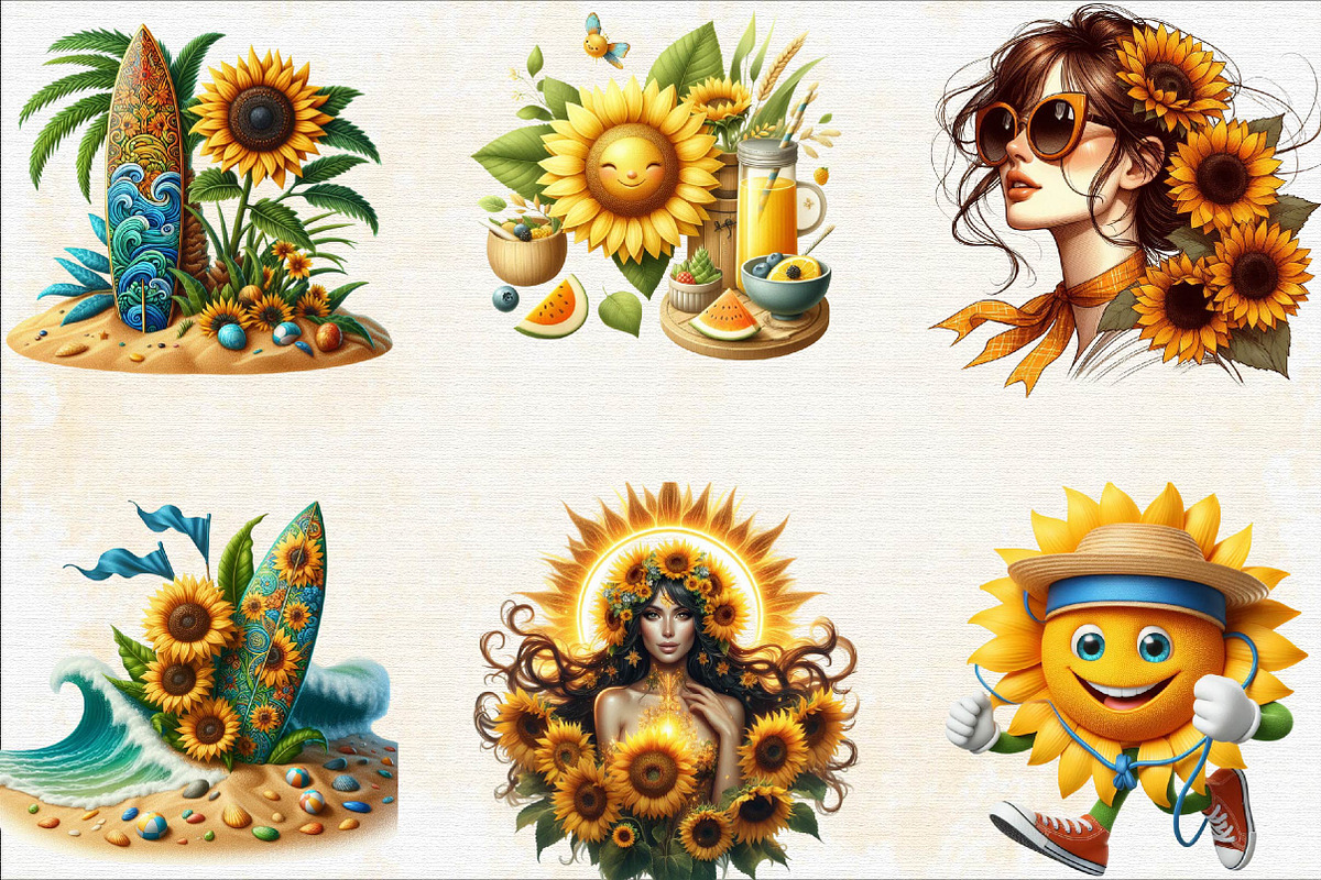 Summer Sunshine Sunflower Clipart, an Illustration by SVGArt (Photo 7 of 8)