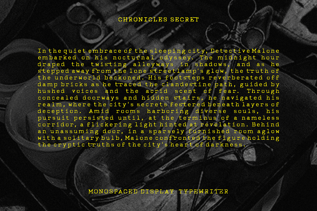 CF Chronicles Secret - Typewriter, a Slab Serif Font by Indotype Foundry (Photo 10 of 10)