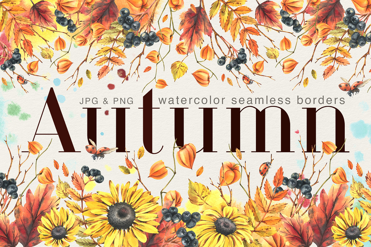 Autumn Watercolor Seamless Borders, an Illustration by NATASHA CHU (Photo 1 of 4)