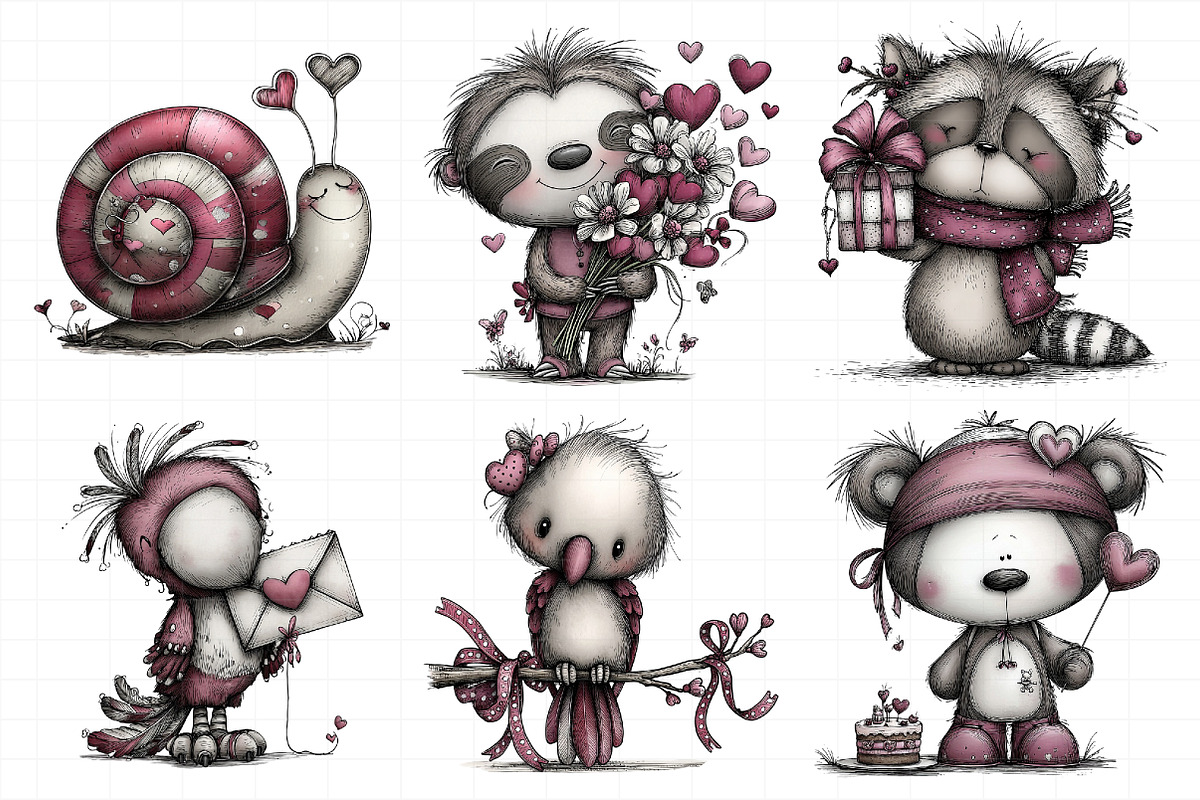 Whimsical Valentine Animals Clipart, an Illustration by Daily.Designs (Photo 4 of 8)