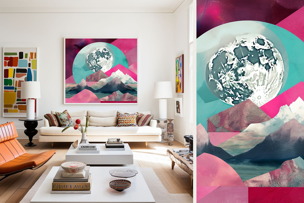 4 Pink Landscape Moon Wall Art, a Decorative Illustration by ARTOZEN DIGITAL (Photo 5 of 8)