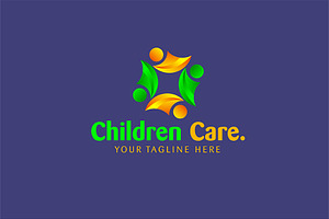 Gradient Colored Children Care Logo, a Branding & Logo Template by Triple M Graphics