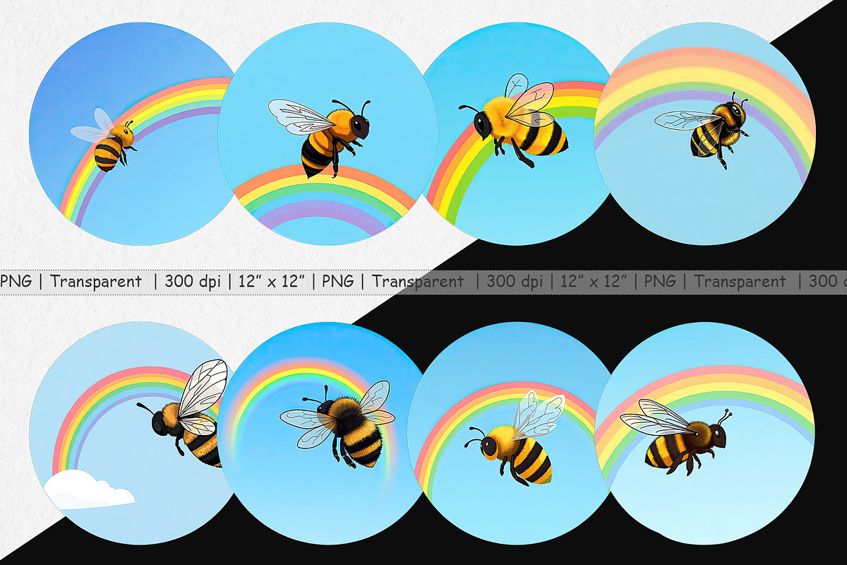 Bee with Rainbow Clipart, a Graphic by Artnoy (Photo 2 of 5)
