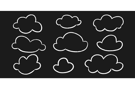 Kid chalk cloud doodles set - hand
