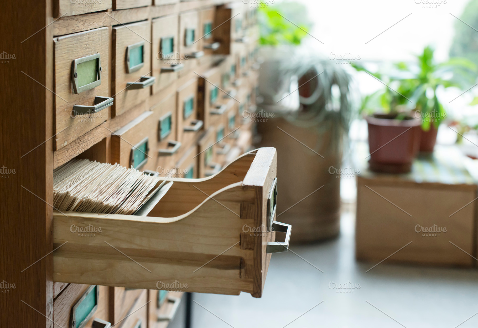 Drawers in archive featuring old, wooden, and archive, a School & Education Photo by DegImages