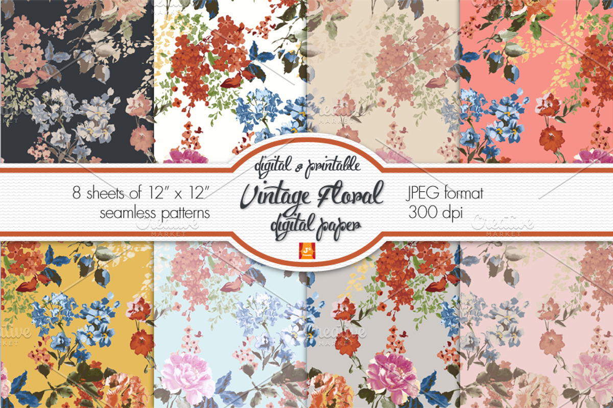 Vintage Floral Digital Paper