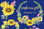 -50% Sunflowers watercolor flowers, a Texture Illustration by LABFcreations (Thumbnail 11 of 11)