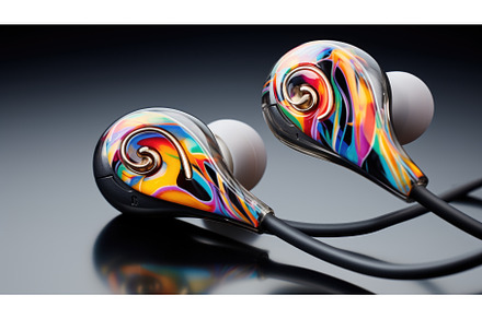 A pair of earphones with a colorful, an Abstract Photo by tilialucida