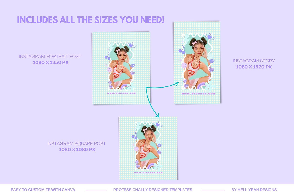 Y2K Instagram Post n Story Templates, a Social Media Template by Hell Yeah Designs (Photo 5 of 10)