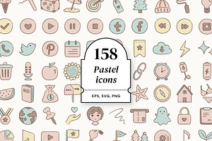 158 freehand pastel icons