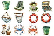 Little Fisherman Watercolor Clipart, an Illustration by Designworld (Thumbnail 3 of 5)