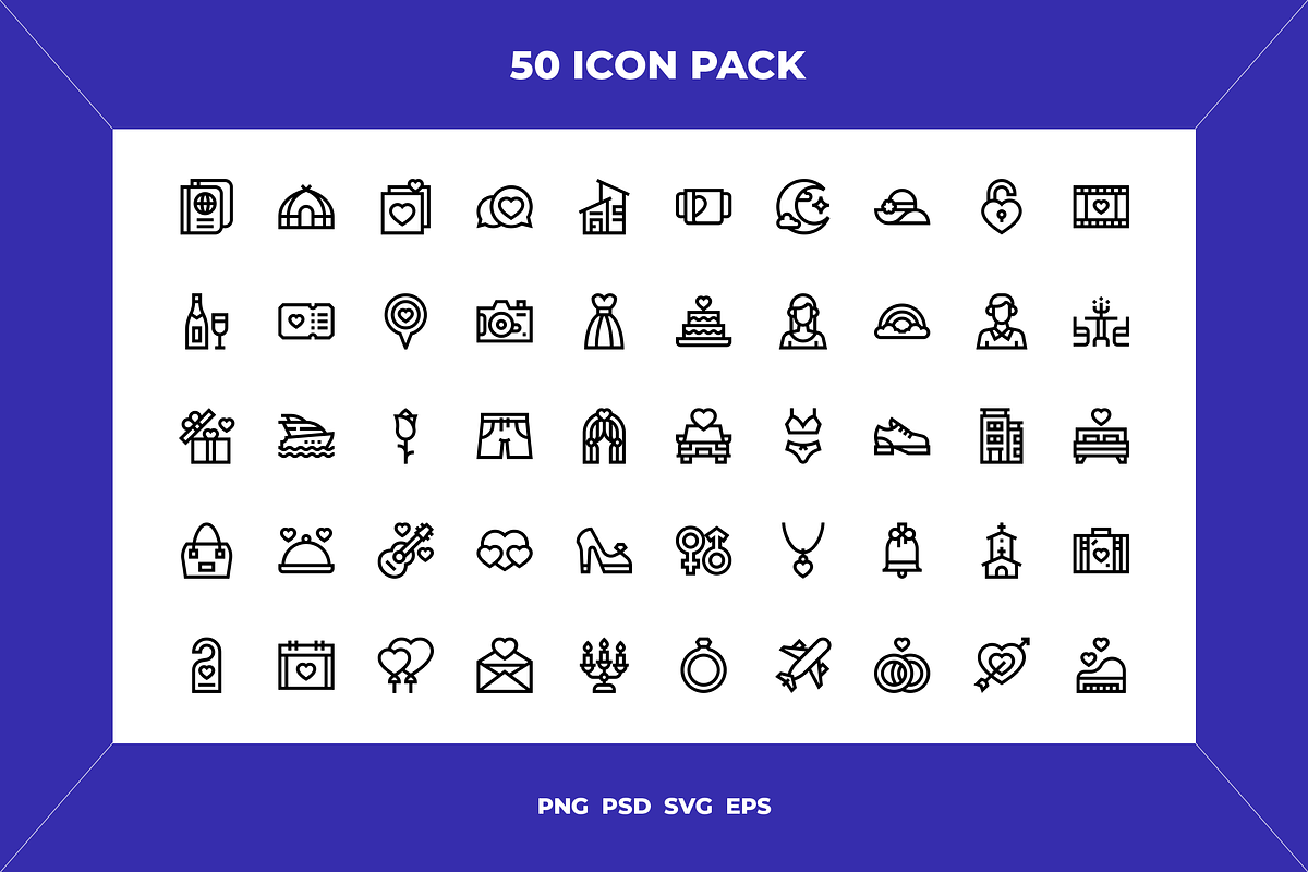 Honeymoon icons, an Outline Icon by Wencory (Photo 1 of 2)