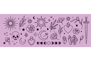 Mystic linear elements. Boho doodle, an Illustration by YummyBuum