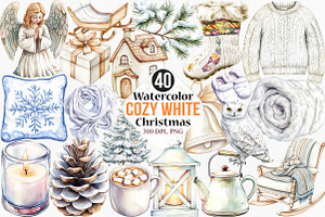 Cozy White Christmas Clipart, an Illustration by Canvas Craft