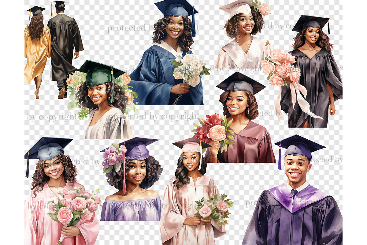 Graduation Black Girl Clipart, an Education Illustration by GlamArtZhanna (Photo 4 of 4)