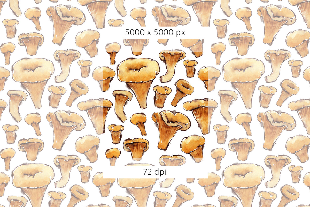 Chanterelles Watercolor Pattern, a Pattern Graphic by Mazheika Store (Photo 5 of 5)
