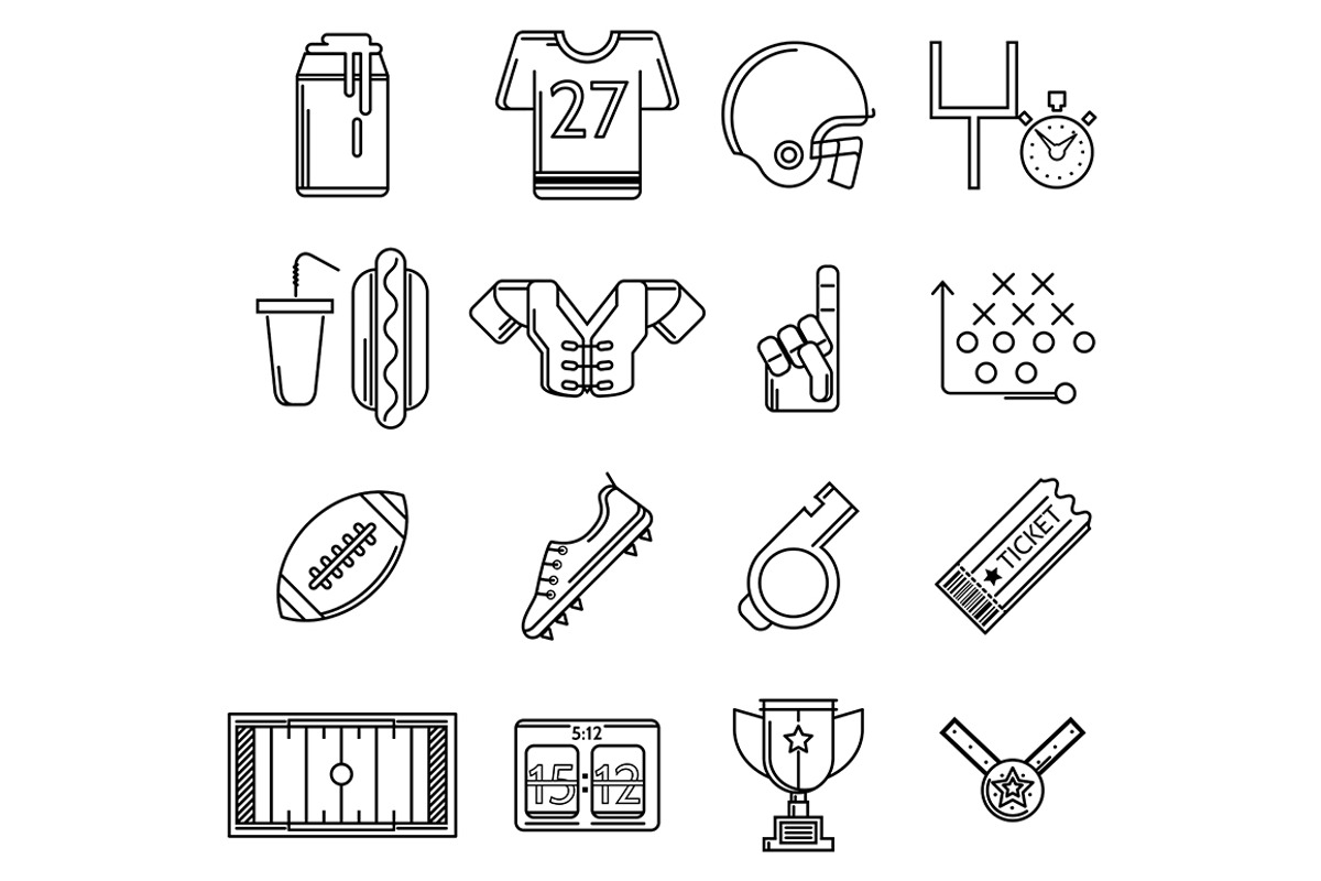 American football line vector icons, an Outline Icon by YershovOleksandr