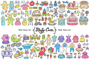 Vector set on the theme of baby care
