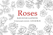 Roses flowers lineart clipart., a Graphic by svetodesign (Thumbnail 1 of 5)