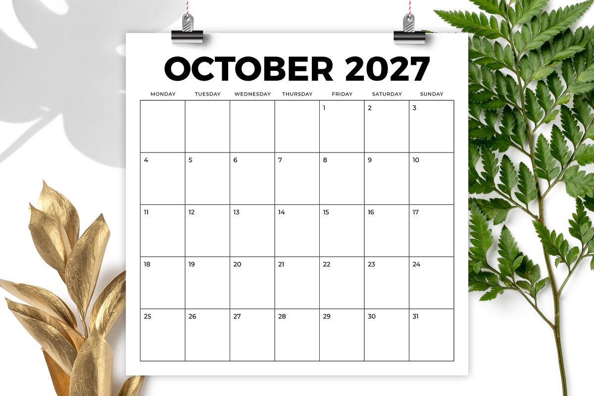 2027 12x12 Monday to Sunday Calendar, a Stationery Template by Running With Foxes (Photo 4 of 5)