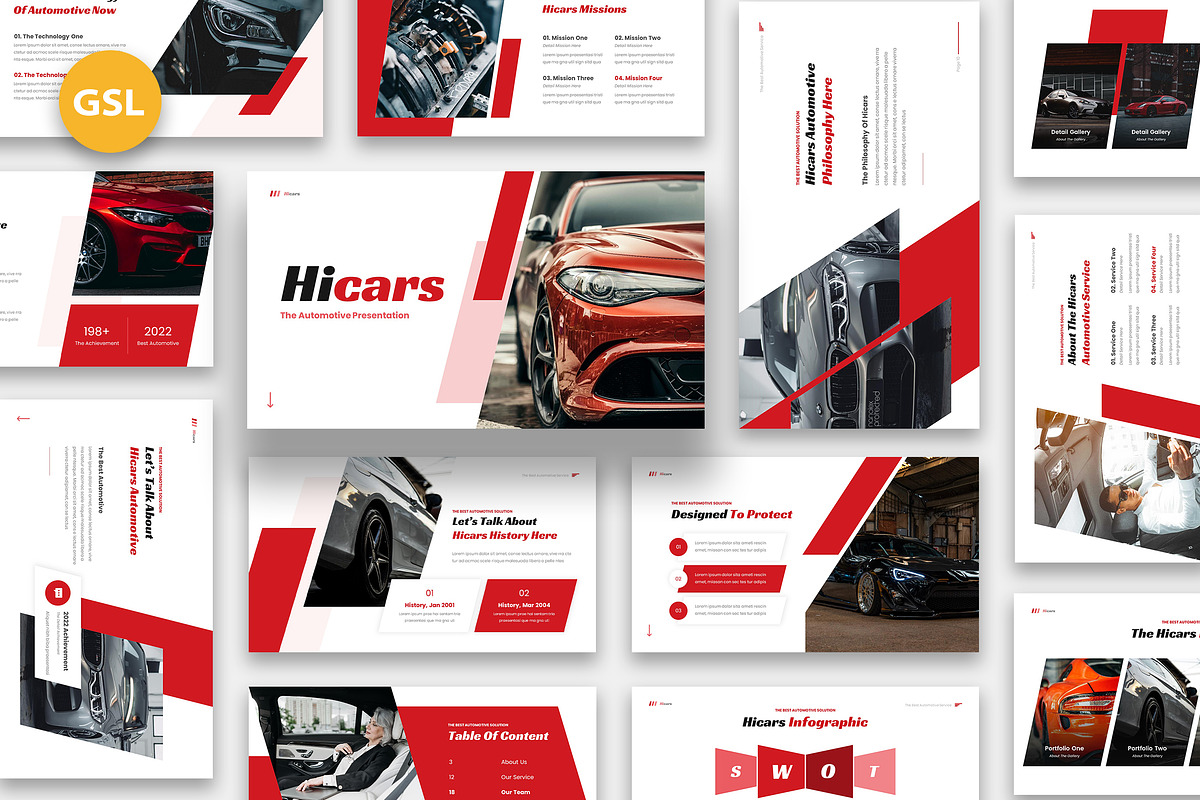 Hicars Automotive Google Slides, a Presentation Template by kerismaker (Photo 1 of 6)
