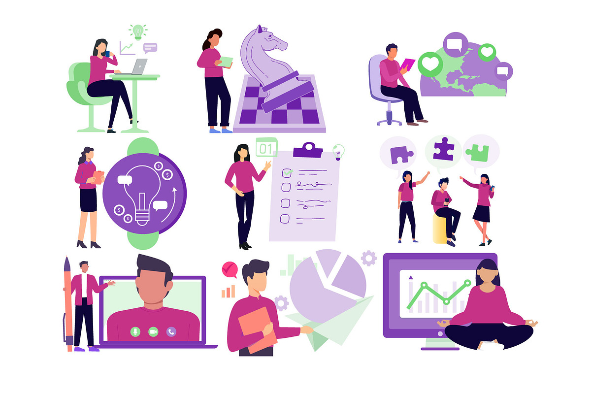 Office Work Vector Illustrations, an Illustration by Vector Portal (Photo 3 of 6)