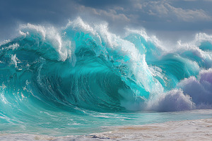 Majestic Ocean Wave Turquoise Blue W, an Abstract Photo by Pixeness Studio