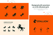 Glyph Horses Icons, a Solid Icon by Prosymbols (Thumbnail 3 of 6)