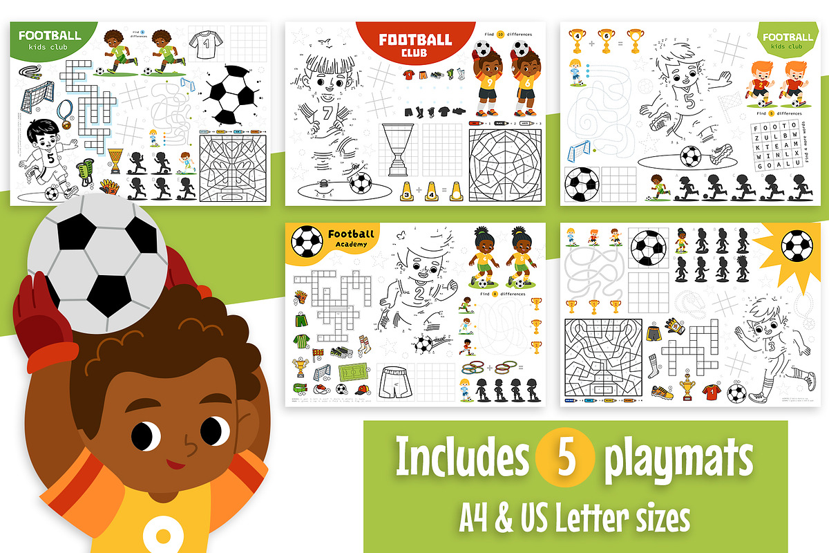 Football Printable Playmats for Kids, a Sport Illustration by Ksenya Savva (Photo 2 of 6)