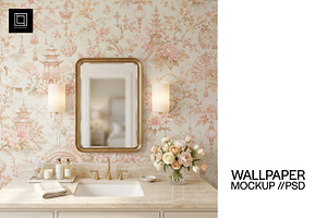 Bathroom Wallpaper Mockup PSD