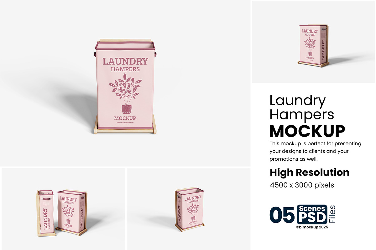 Laundry Hampers Mockup, a Product Mockup by bimockup (Photo 1 of 6)