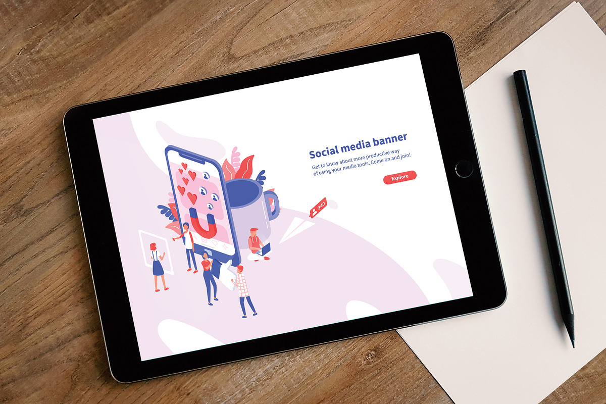 Social media concept banner, a Technology Illustration by Good Studio (Photo 3 of 3)