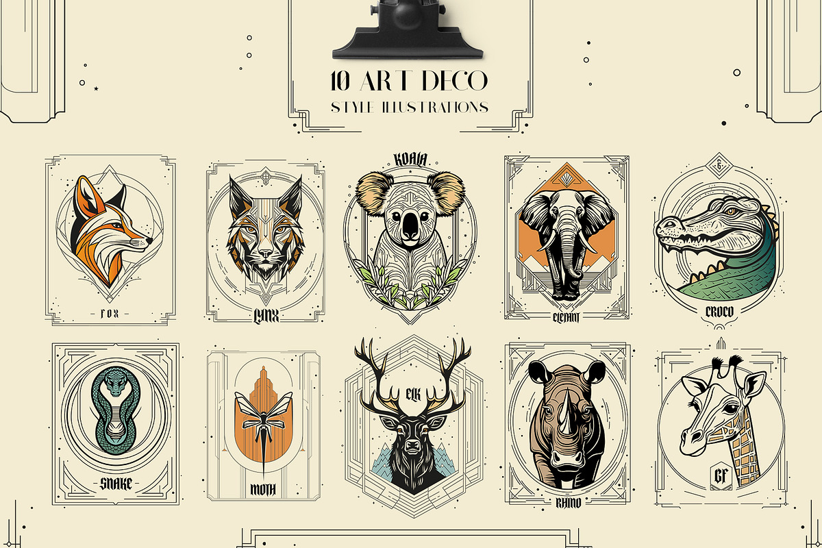 ART DECO ANIMAL ILLUSTRATIONS, an Animal Illustration by Luna Dreams (Photo 2 of 6)