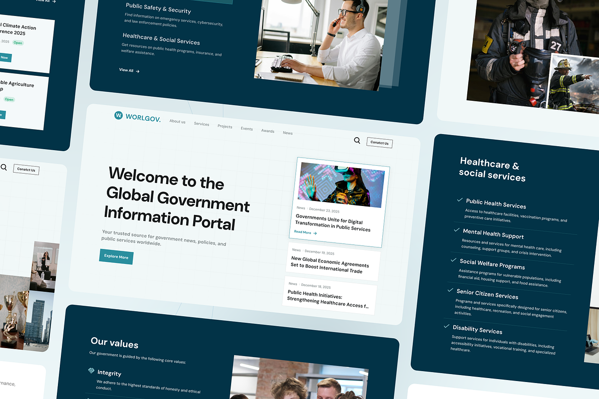 WorlGov - Government Landing Page, an UI Kit Template by Agensip Design Agency (Photo 2 of 10)
