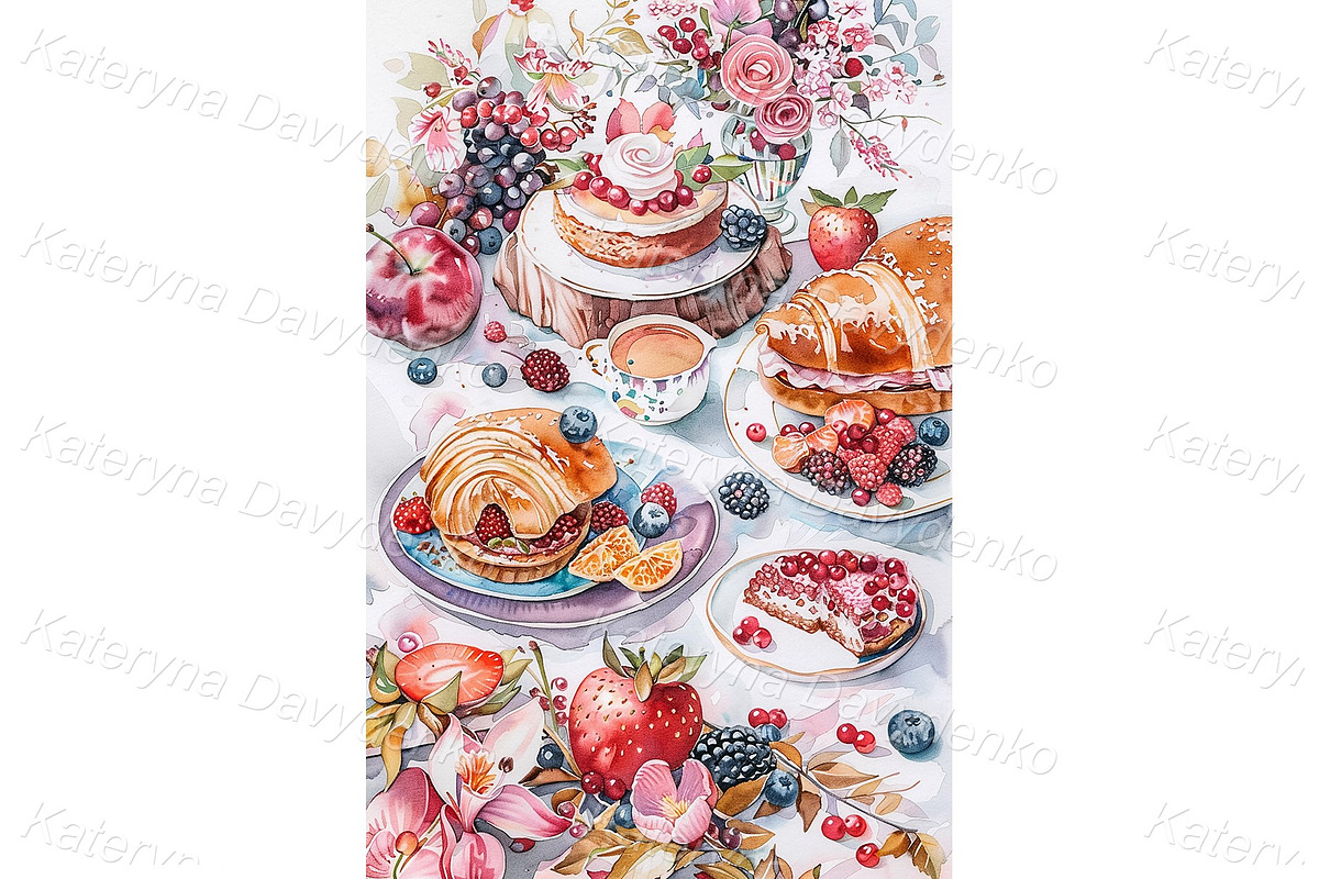 Watercolor food vertical background, a Background Graphic by Bubert Art (Photo 9 of 10)