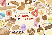 Pastries Bakery Clipart & Pattern, a Food Illustration by Vaniuta_Art (Thumbnail 1 of 13)