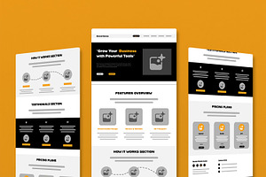 Wireframe Website Landing Page, a Landing Page Template by MightyDesign