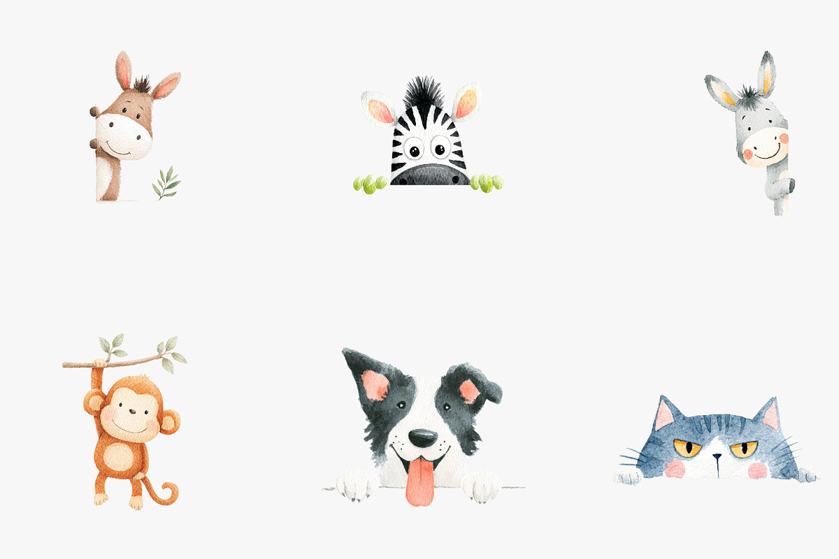 Quirky animals peeking funny, an Illustration by CreationArt (Photo 4 of 5)