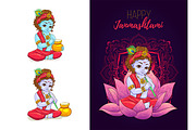 Little Krishna, Happy Janmashtami, an Illustration by Marysha Art (Thumbnail 3 of 4)