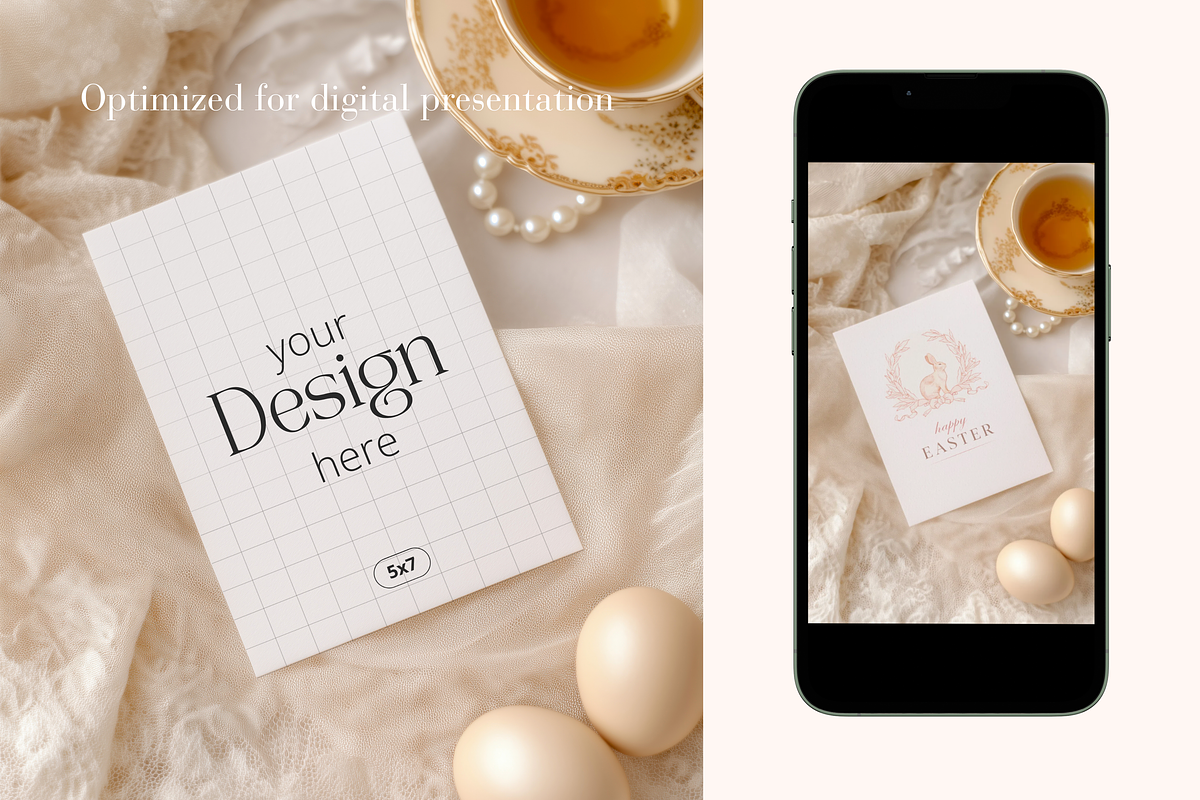 Rococo Easter Greeting Card Mockup, a Product Mockup by Serenefeeling (Photo 5 of 6)