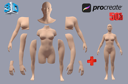 3D Model Female for Procreate App, a Characters & Person 3D Model by Shorty Graphics Shop