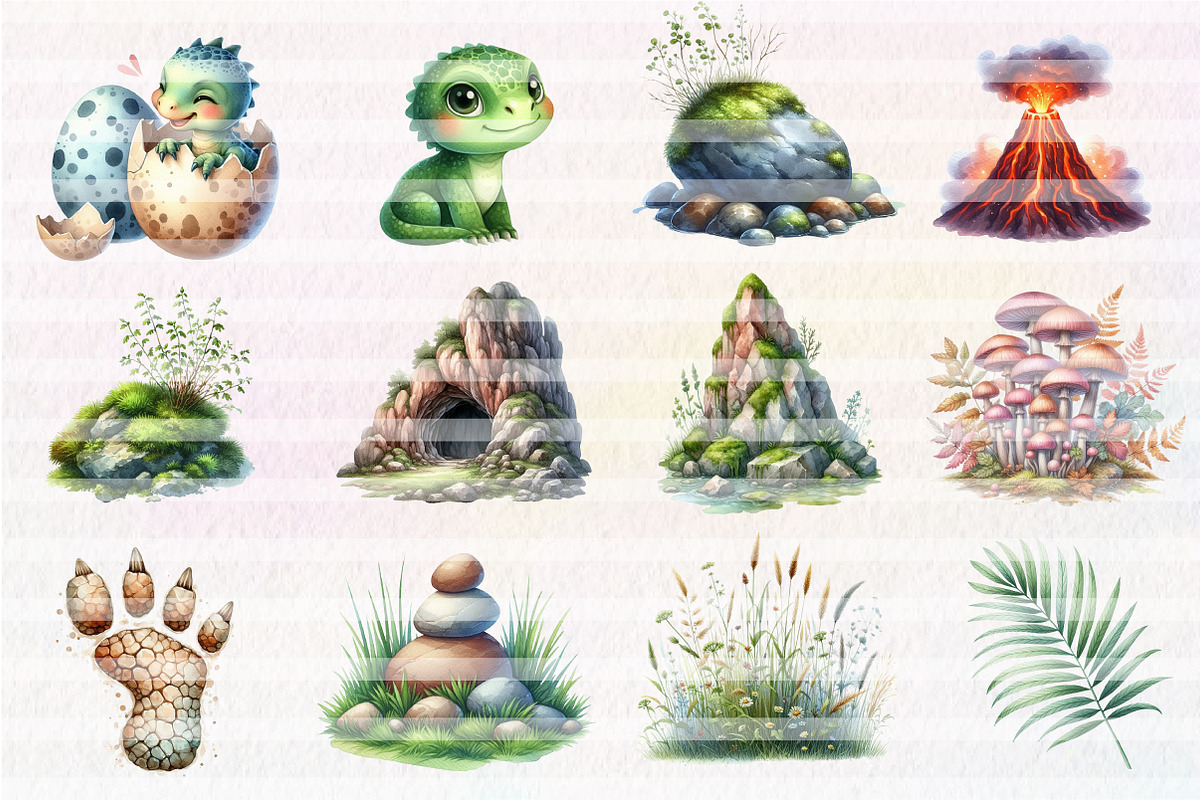 Cute Dinosaur, Clipart, an Illustration by CreationArt (Photo 4 of 5)