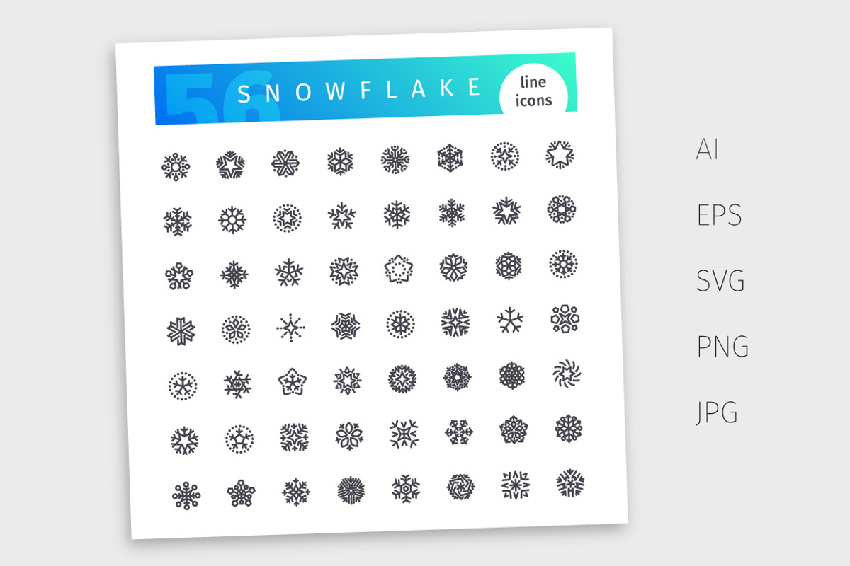 Snowflake Line Icons Set, an Outline Icon by Voysla's Shop (Photo 4 of 4)