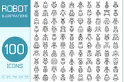 Bundle of Robot Avatars Line Icons, an Icon by Designfour (Thumbnail 1 of 7)