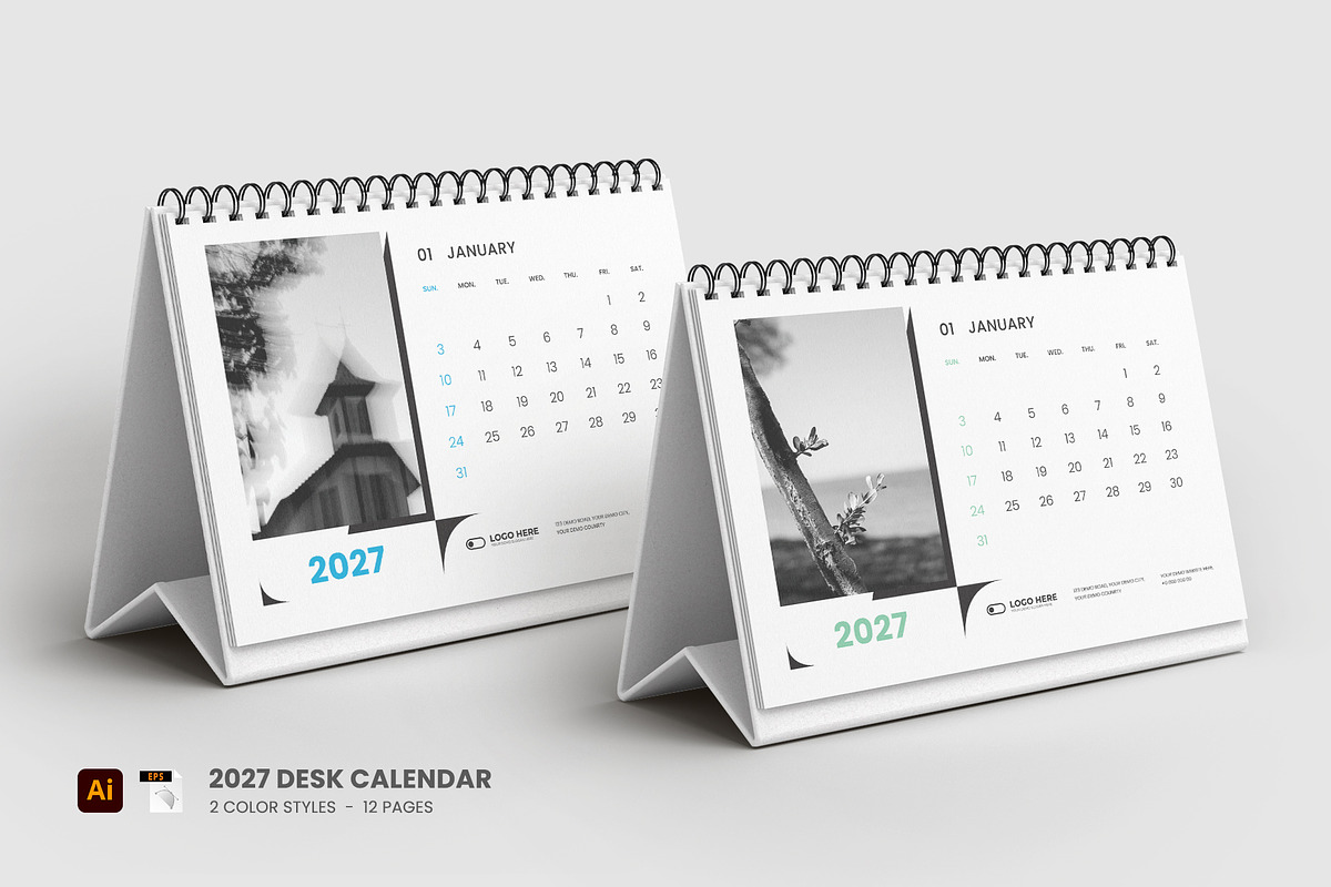 2027 Desk calendar, a Stationery Template by Tanmoy Topu (Photo 1 of 2)