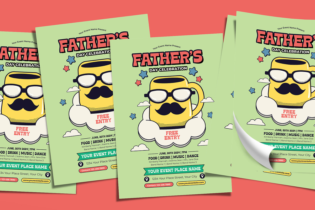 Retro Father's Day Celebration Flyer, a Flyer Template by Tiptop Graphic (Photo 4 of 5)