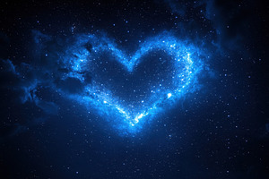 Heart-shaped nebula in a dark starry, a Photo by Tanuart
