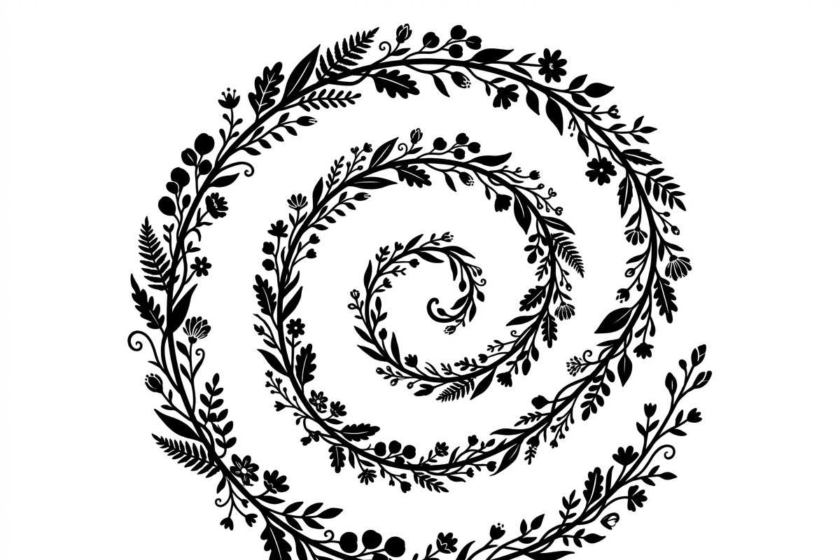 50 Elegant Floral Leaf Spiral Frame, a Decorative Illustration by Amazin_art (Photo 36 of 39)